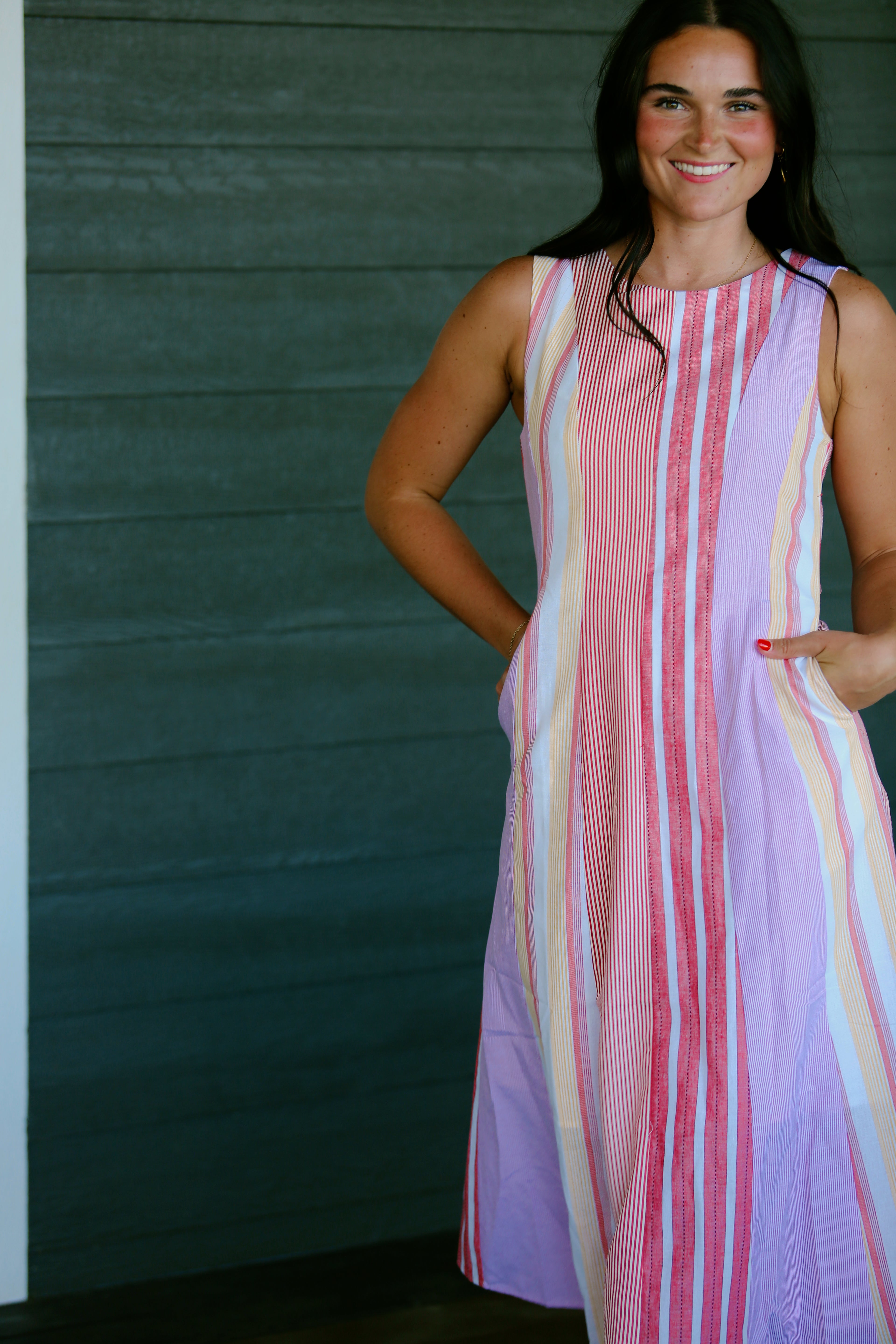 Savanah Stripped Midi Dress